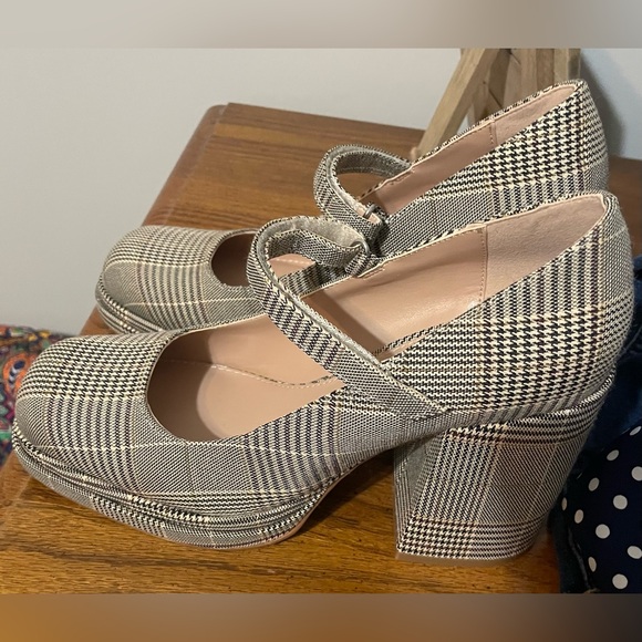 Steve Madden Women's Checkered Mary Jane Heels - Brown - Picture 2 of 5